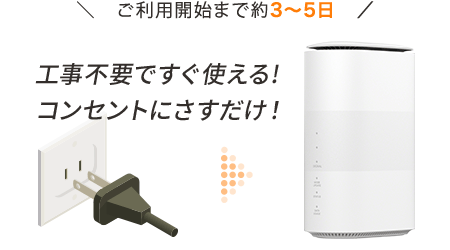 工事不要ですぐ使える!コンセントにさすだけ！