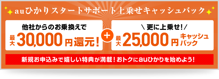 auひかりスタートサポート上乗せキャッシュバック